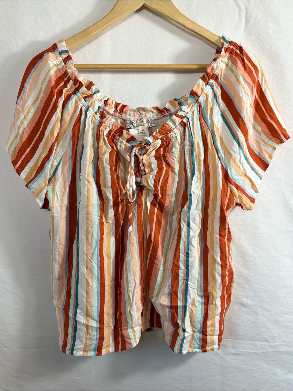 Pink Republic Multicolor Striped Peasant Boho Blouse